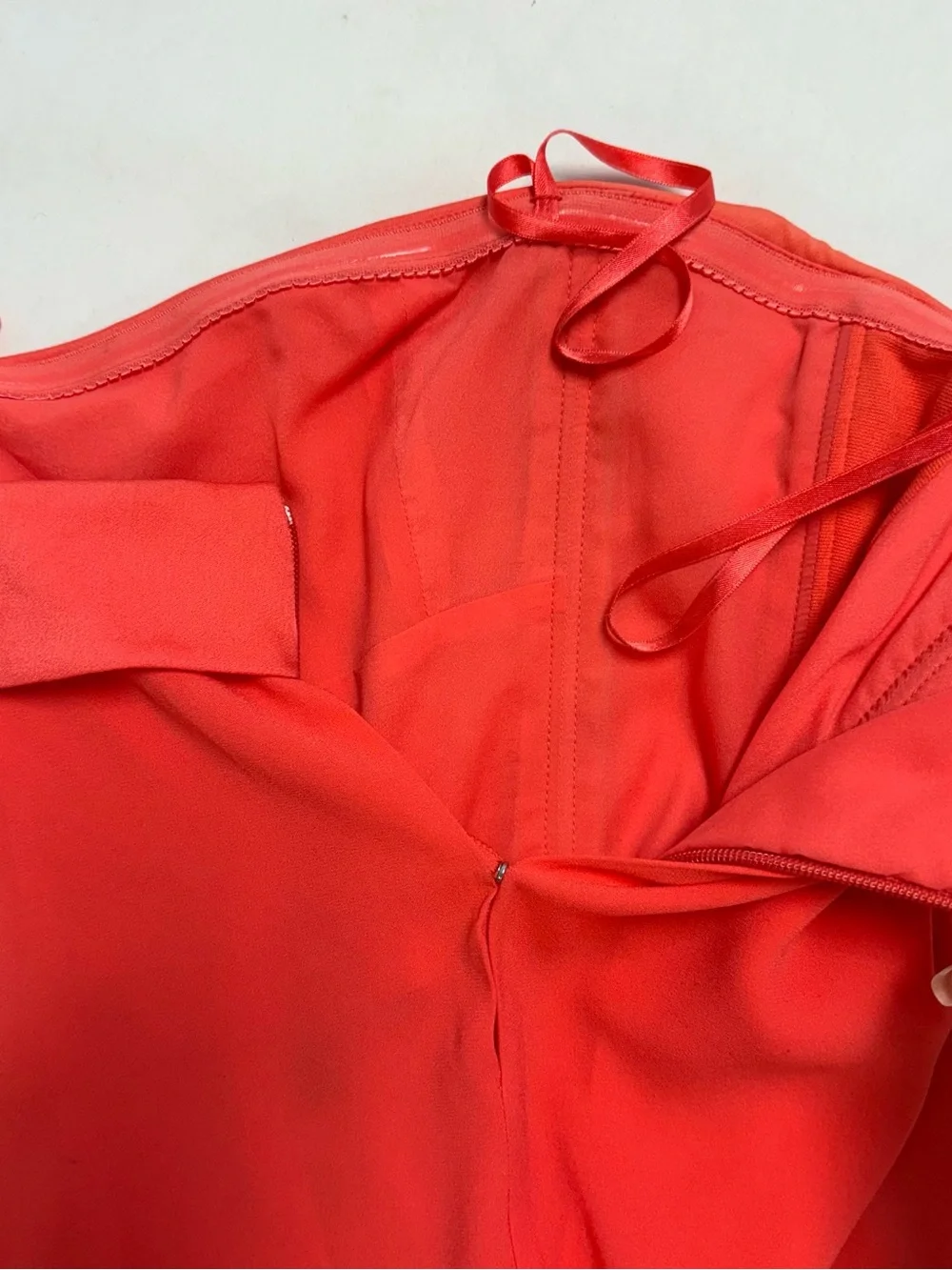 BCBGMAXAZRIA Strapless Coral-Orange Shift Dress NWT - Picture 8 of 12